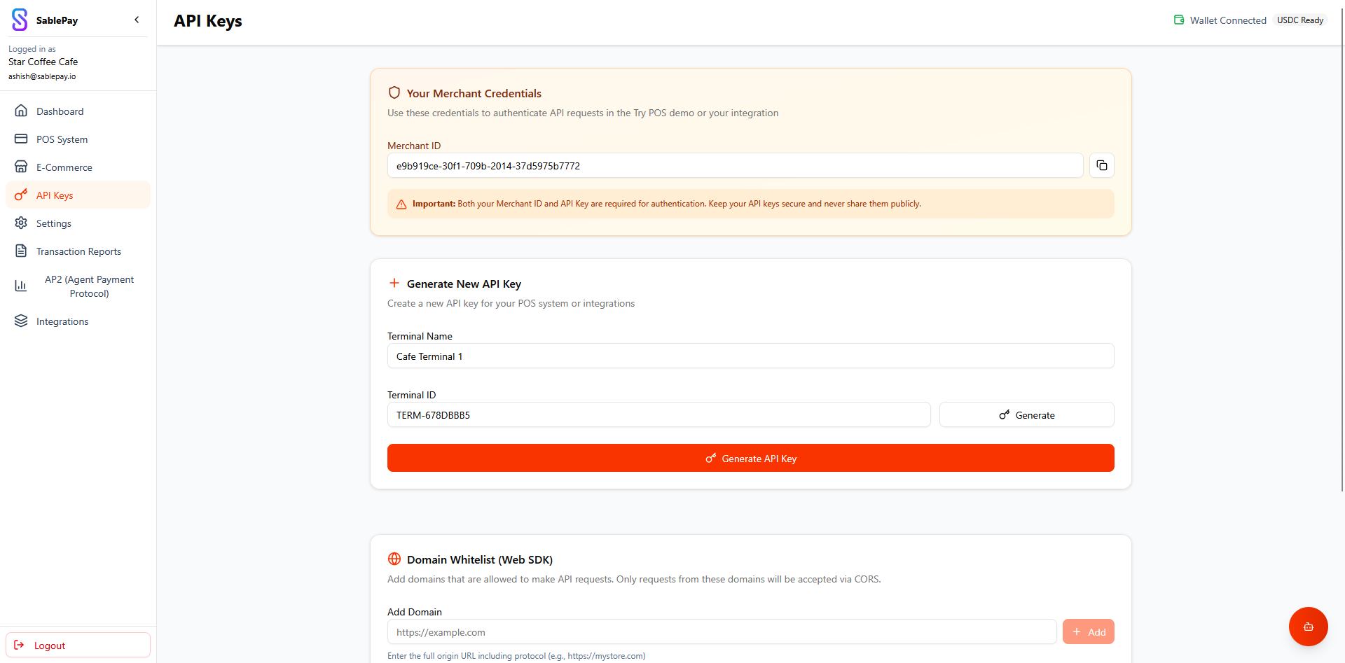 API Keys Management Page