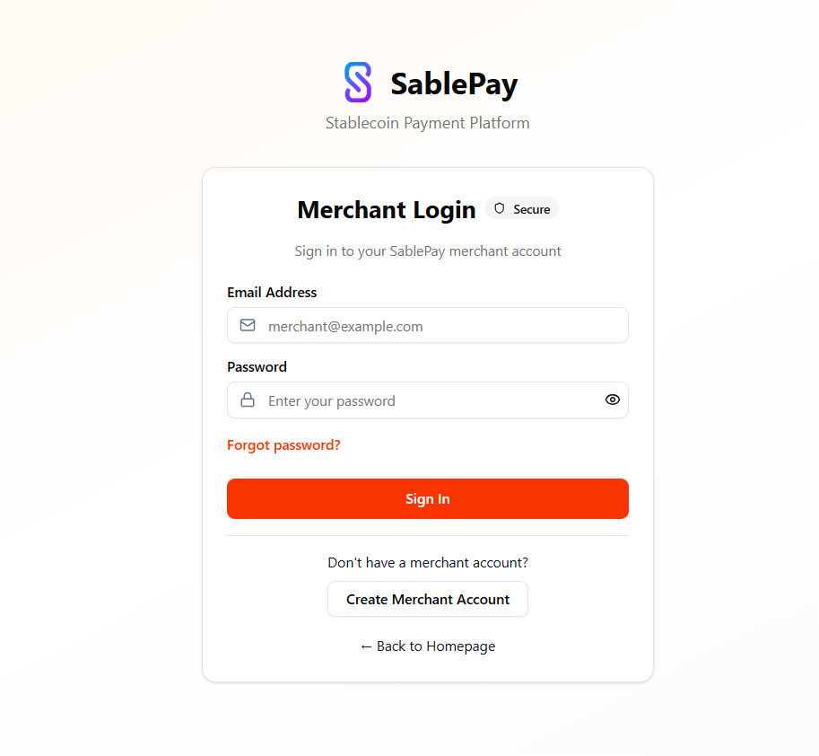 SablePay Login Page