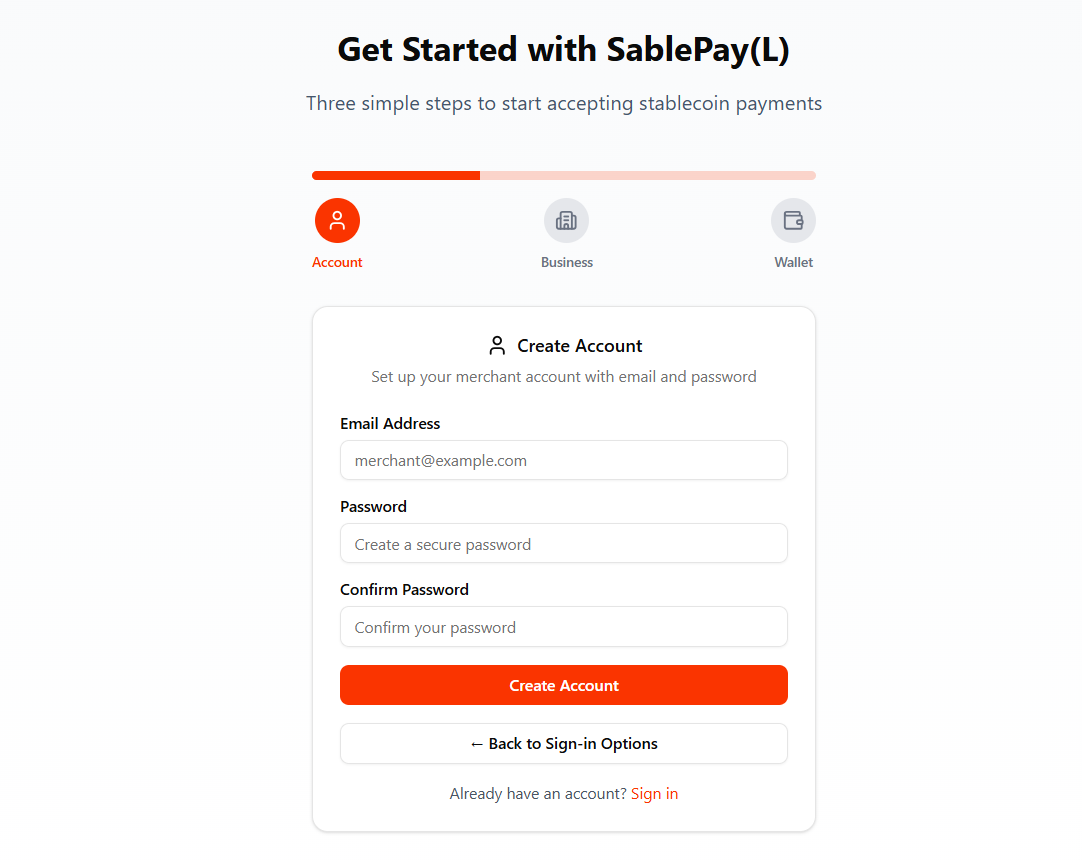 SablePay Registration & Sign Up Page