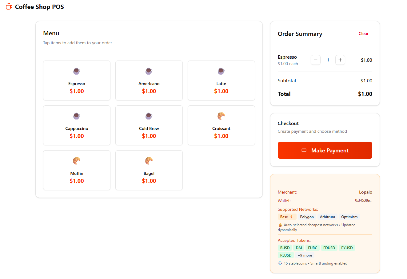 POS System – Menu & Order Screen