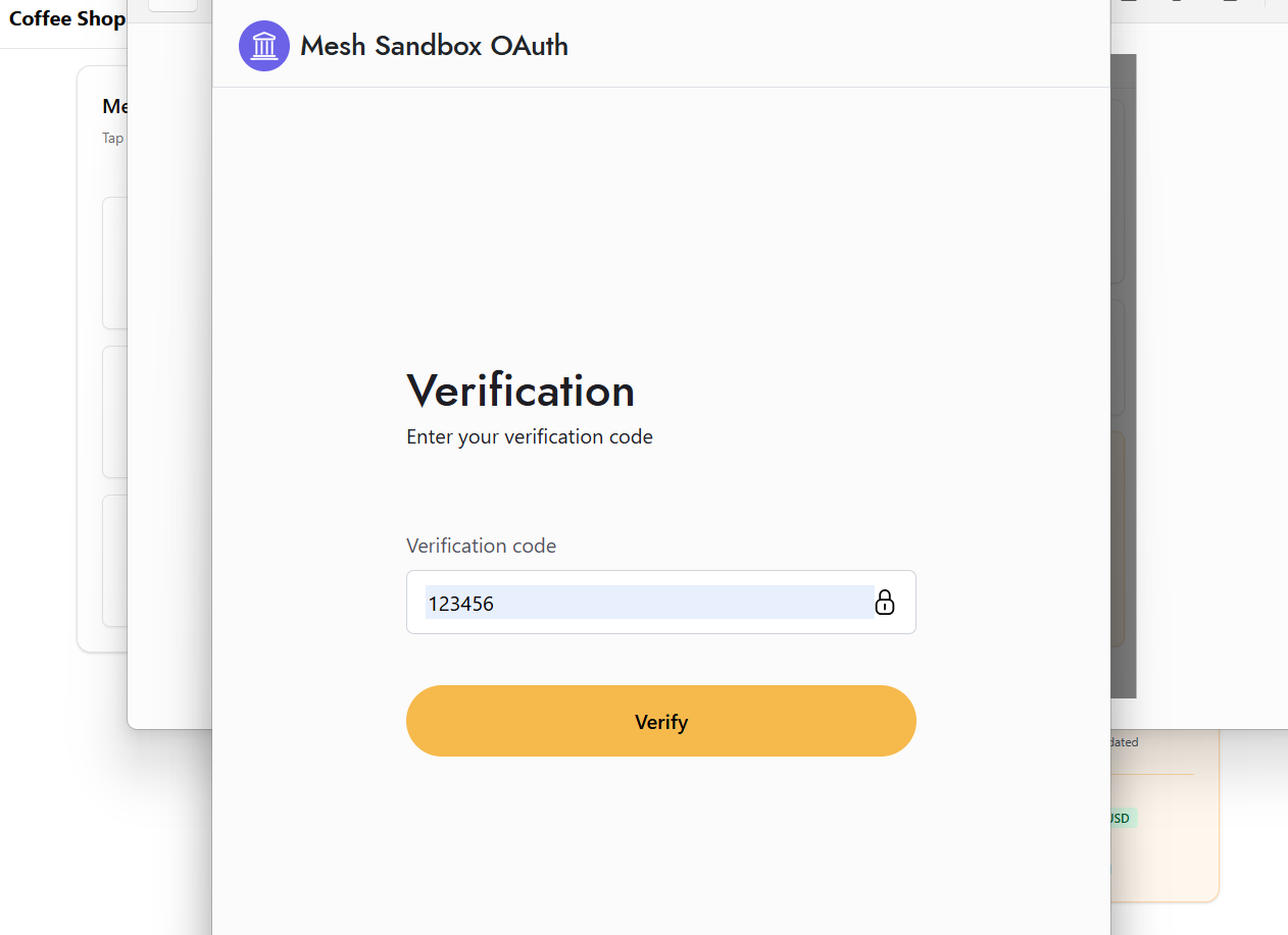 Mesh Payment – Account Verification