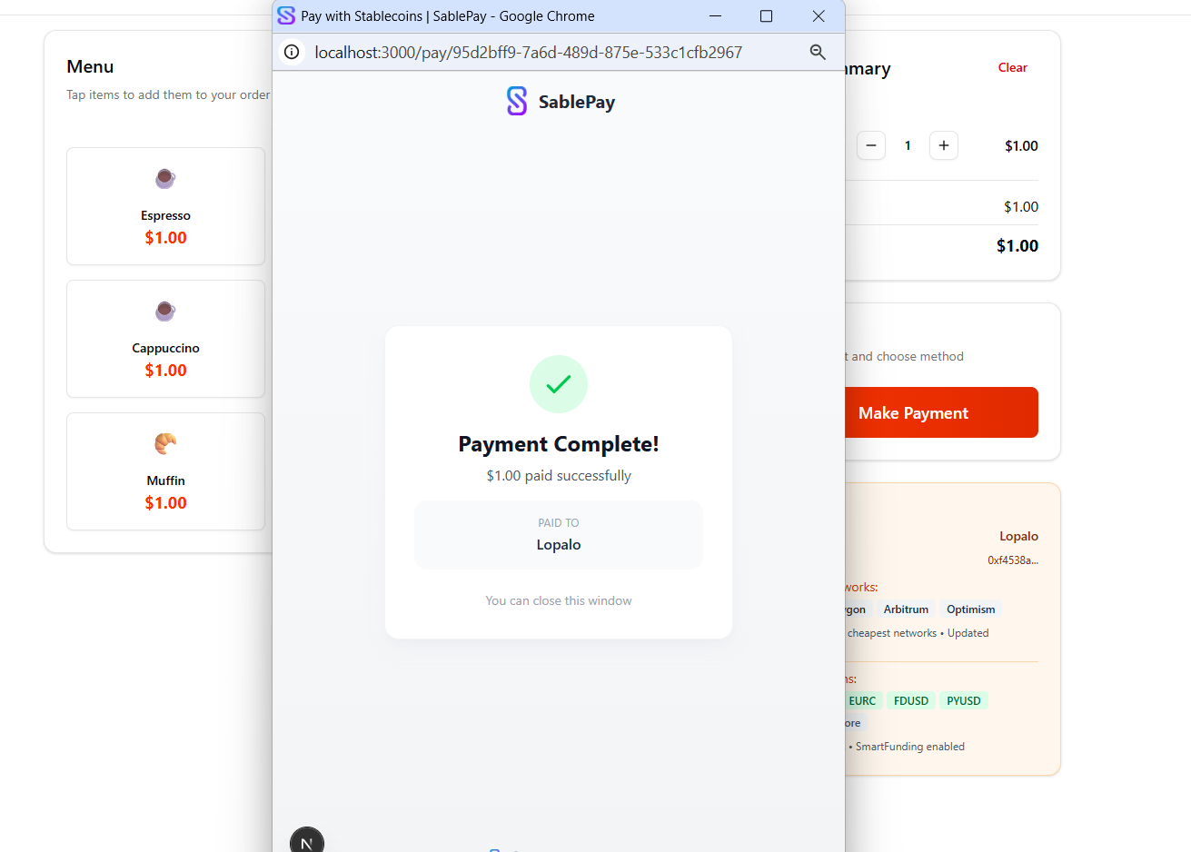POS – Payment Confirmed Successfully